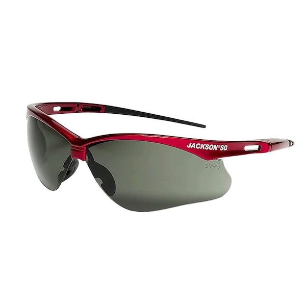 Jackson Safety Safety Glasses, Anti-Scratch, Smoke Lens, Red Frame, Half-Frame 50016 - main